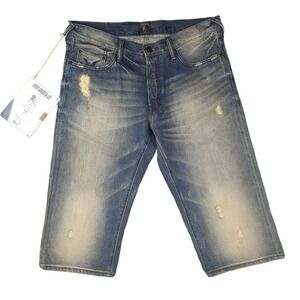 PRPS Men's Distressed Denim 17" Slim Fit Blue Jean Shorts Size 32 (NWT)